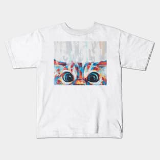 Conceptual abstract painting of a cat's muzzle peeking out from below. Kids T-Shirt